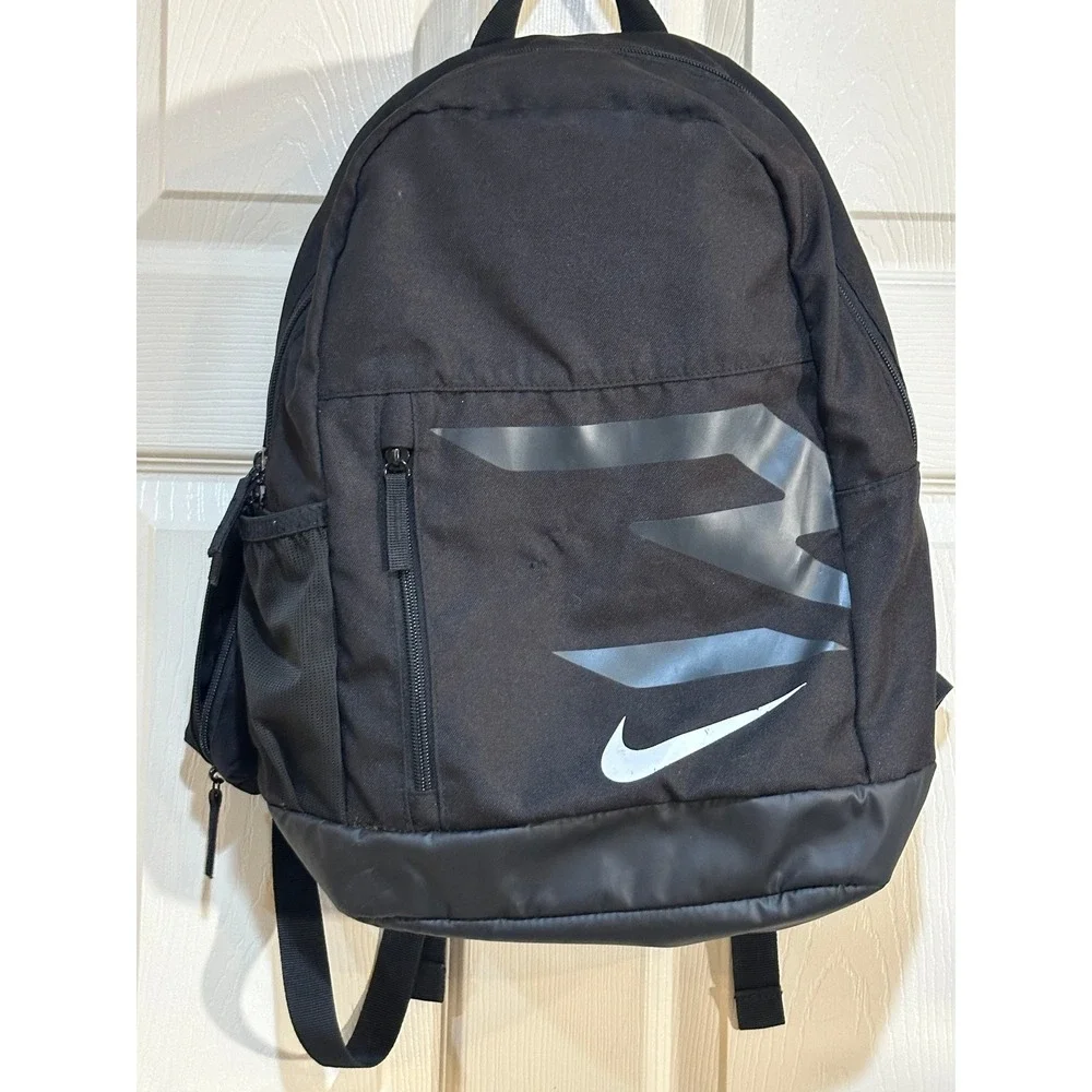 Nike Elemental Backpack Black Graphic Swoosh School Bag with Accessory Pouch